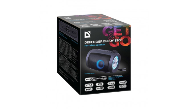 Speaker - Defender S200 5W RMS Bluetooth 5.3 Microphone Black