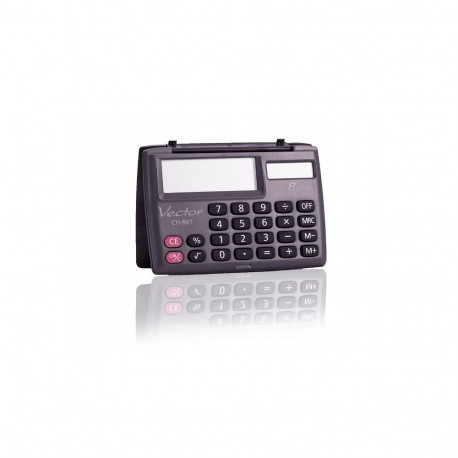 Calculator - Vector KAV CH-861 8-Digit, Battery & Solar, 87 x 58 mm, Black