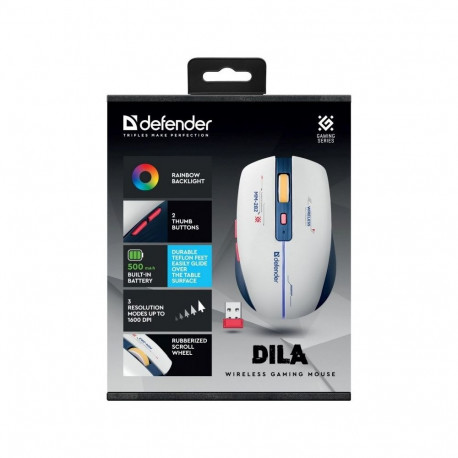 Wireless Mouse - DEFENDER DILA MM-282 RF 1800dpi 6P, White