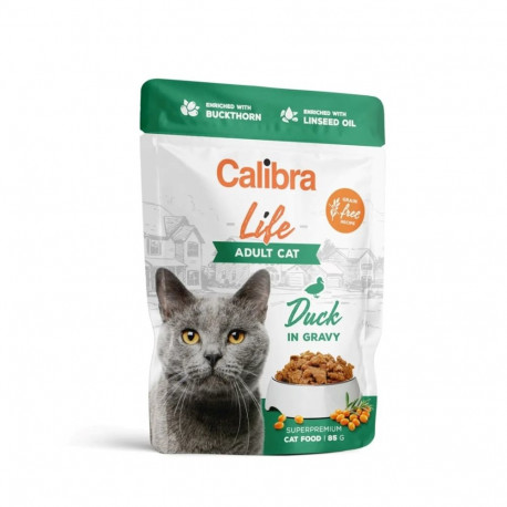 Cat Food - CALIBRA Cat Life Adult Duck in Gravy 85g Gluten-Free