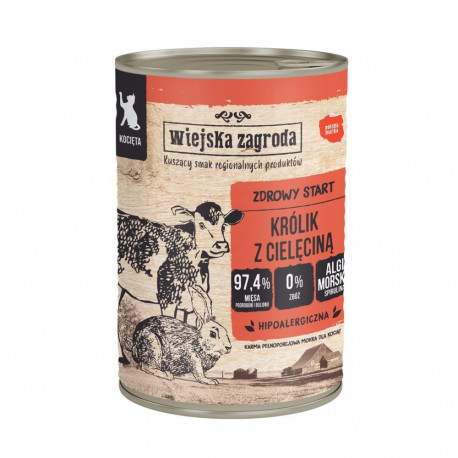 Cat Food - Wiejska Zagroda Rabbit with Veal Wet Food for Kittens 400g
