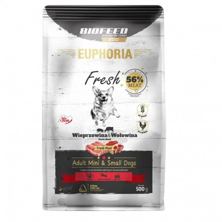 Dog Food - BIOFEED Euphoria Fresh Adult Pork and Beef XS/S 500g