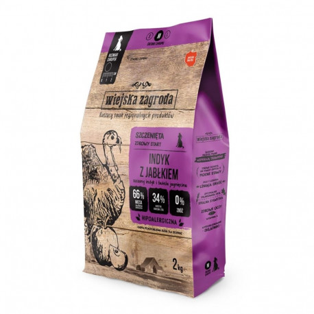Dog Food - Wiejska Zagroda Turkey with Apple M Puppy 2kg 30% Protein 21% Fat