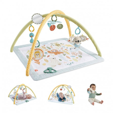 Baby Activity Mat - Fisher-Price Simply Senses Newborn Gym with 6 Sensory Toys