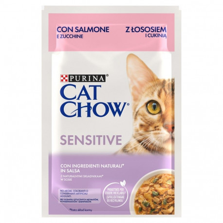 Cat Food - PURINA Cat Chow Sensitive Salmon & Zucchini in Sauce 26x85g