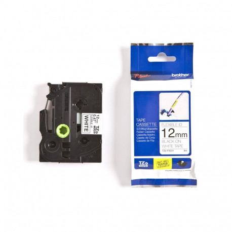 Markeerimislint Brother TZE-FX231 12mm x 8m, must/valgel plastil