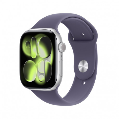 Apple Watch Series 11 GPS + Cellular 46mm Silver Aluminium Case with Purple Fog Sport Band - M/L