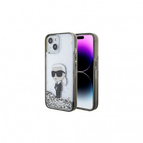 Karl Lagerfeld Karl Lagerfeld KLHCP15SLKKNSK iPhone 15 6.1" transparent hardcase Liquid Glitter Ikon