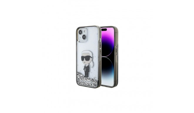 Karl Lagerfeld Karl Lagerfeld KLHCP15SLKKNSK iPhone 15 6.1" transparent hardcase Liquid Glitter Ikon