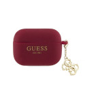 Guess Apple Airpods Pro Case Silicone Classic Logo Gold With 4G Charm Magenta