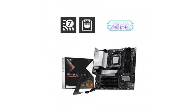 MSI Mainboard||AMD B850|SAM5|Micro-ATX|Memory DDR5|Memory slots 4|PROB850M-PWIFI