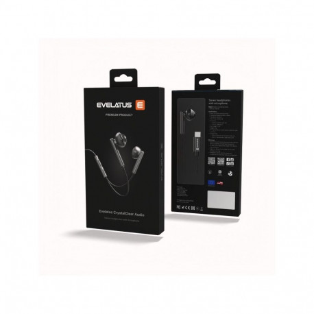 Evelatus Crystal Clear Audio headphones with Type-C with microphone CCA-TC-BL Black