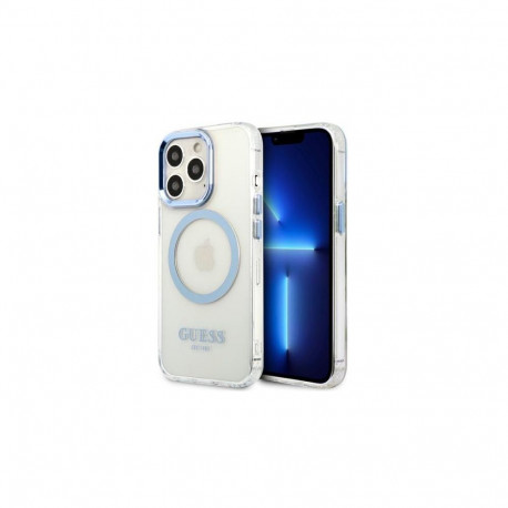 Guess Apple iPhone 13 Pro Max 6.7 hard case Metal Outline Magsafe Transparent Blue