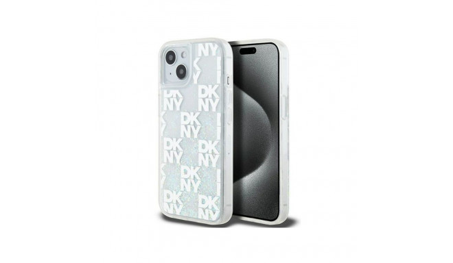 DKNY Apple iPhone 15 hardcase Liquid Glitter Multilogo White