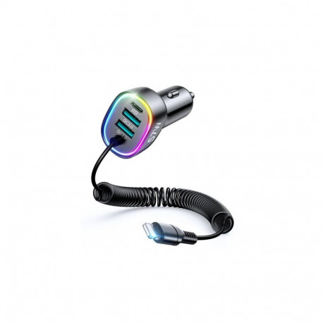 Joyroom 4 in 1 Fast Car Charger PD, QC3.0, AFC, FCP with 1.6m 57W Lightning Cable Black