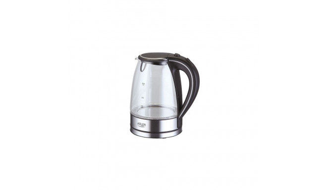 Adler Kettle AD 1225 Standard, 2000 W, 1.7 L, Glass, 360 rotational base, Stainless steel/Black