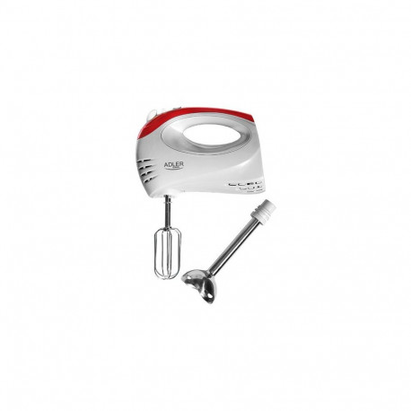 Adler Mixer AD 4212 Hand Mixer, 300 W, Number of speeds 5, Turbo mode, White