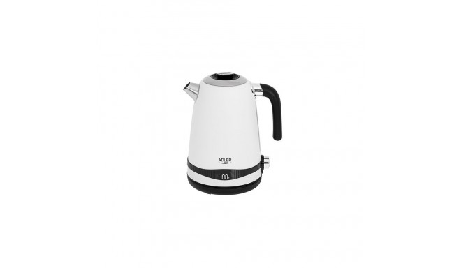 Adler Kettle AD 1295w Electric, 2200 W, 1.7 L, Stainless steel, 360 rotational base, White