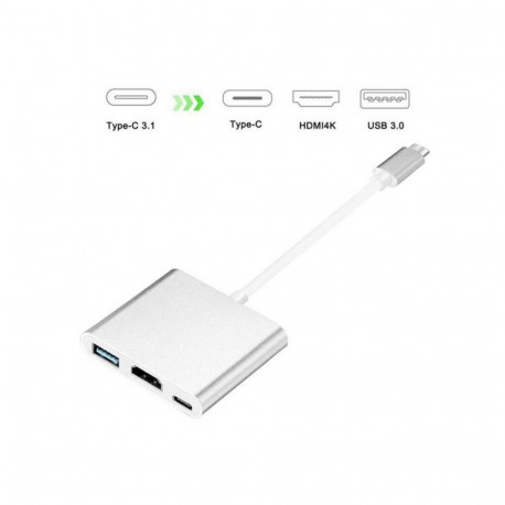 iLike HD1 3in1 USB-C (Type-C) Plug to HDMI 4K / USB 3.0 / USB-C Female Audio & Video Cable Adapter S