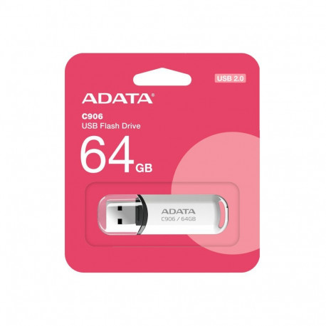 ADATA C906 64GB USB Flash Drive, White