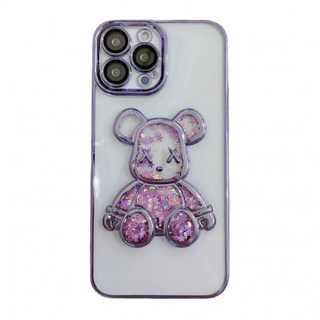 iLike Apple iPhone 14 Pro Silicone Case Print Desire Bear Purple