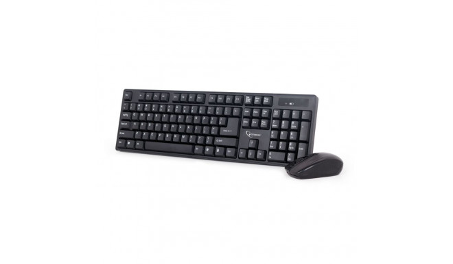 Gembird KBS-W-01 Keyboard and Mouse Set, Wireless, Mouse included, Batteries included, US, Black, Nu