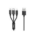 iLike Charging Cable 3 in 1, USB, Type C, Lightning, CCI02 Black