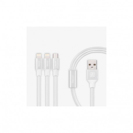 Recci Universal Delicate RCS-H120 3 in 1 Micro USB + 2 x Lightning Fast Charging 1,2 m White
