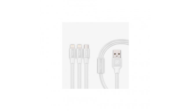 Recci Universal Delicate RCS-H120 3 in 1 Micro USB + 2 x Lightning Fast Charging 1,2 m White