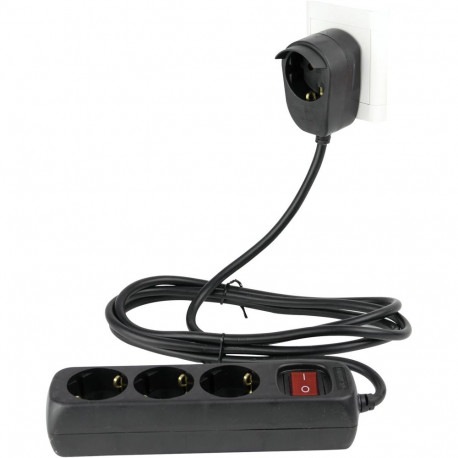 REV Multiple Socket Outlet 3+1-fold 5m + switch black