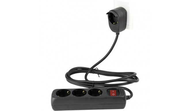 REV Multiple Socket Outlet 3+1-fold 5m + switch black