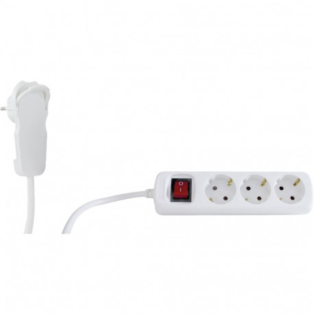 REV Multiple Socket Outlet 2m 3-fold Flat Plug w. switch white