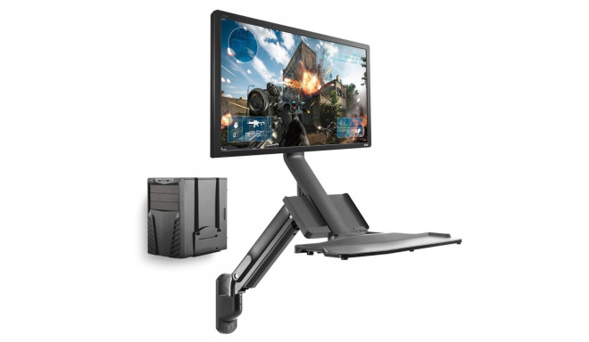 Estación de trabajo/ soporte de pared para monitor, teclado y PC con resorte de gas Maclean MC-838