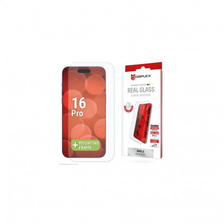Displex Screen Protector (10H) for Apple iPhone 16 Pro, Eco Mounting Frame, scratch resistant