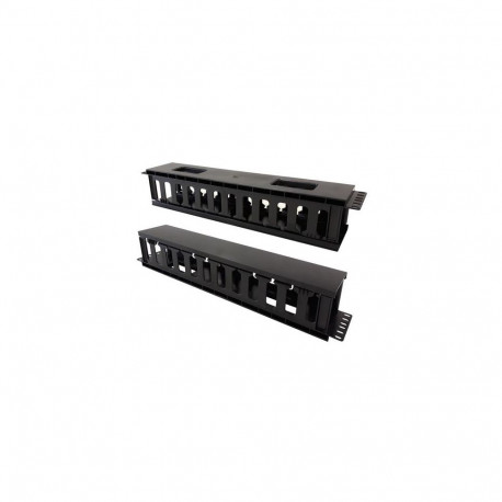 Techly 108316 2U Cable Organizer for 19" Rack Cabinets with Cover, Black_