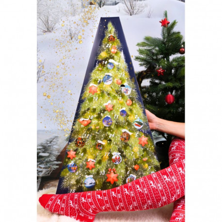 SOKISAHTEL Advendikalender JÕULUKUUSK 24 sokipaariga 444, 446, 656, 657, 659, 661, 658, 660