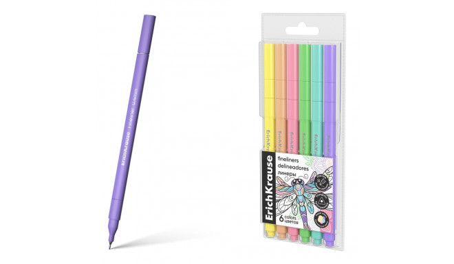 Fineliners ErichKrause Art Spirit Pastel 6 colors (in plastic box with hanger)