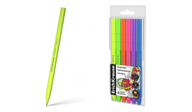 Fineliners ErichKrause Art Spirit Neon 6 colors (in plastic box with hanger)