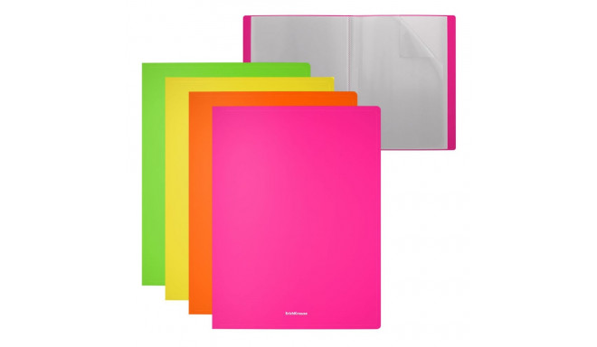 Display book ErichKrause® Matt Neon, 40 pockets, A4, assorted colors (4 pcs in a bag)
