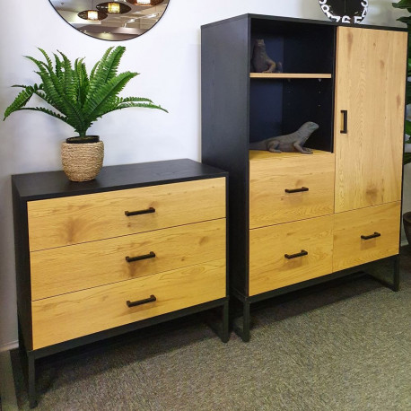 Sideboard AMSTERDAM 80x40xH75cm, oak/black