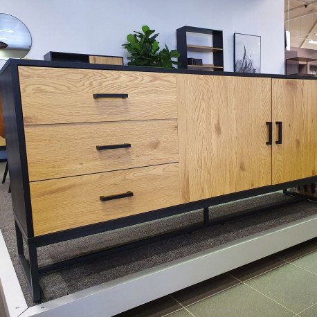 Sideboard AMSTERDAM 160x40xH75cm, oak/black