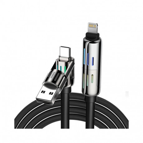 4-in-1 USB-C/USB-A to USB-C/Lightning cable Blitzwolf BW-HDC6 1.2m 240W RGB (black)