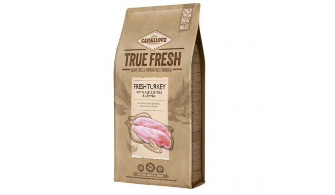 CARNILOVE True Fresh täiskasvanud koera kalkuni kuivtoit punaste läätsede ja lemnaga 11,4kg