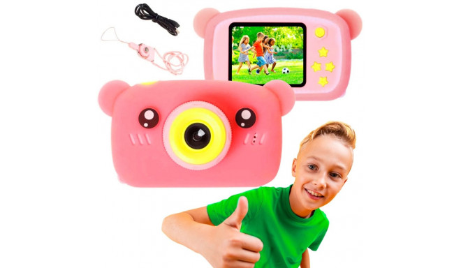 Extralink H25 lastekaamera roosa digikaamera, 1080P 30fps, 2.0" ekraan