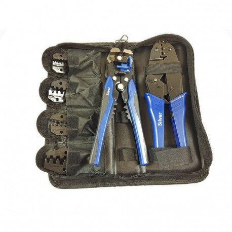 CONNECTOR PLIERS + 5 MATRICES + INSULATION STRIPPER /SILVER