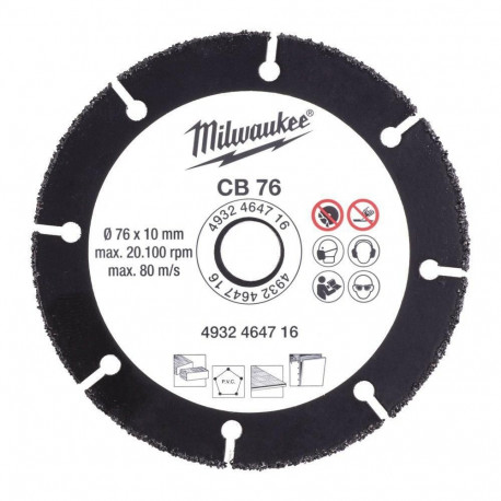 Milwaukee CB 76X10mm (M12FCOT) ketassaag karbiidhammastega puit, PVC 1 tk