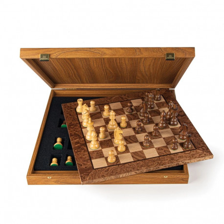 Manopoulos Walnut Chess Set 50x50cm With Staunton Chess Pieces