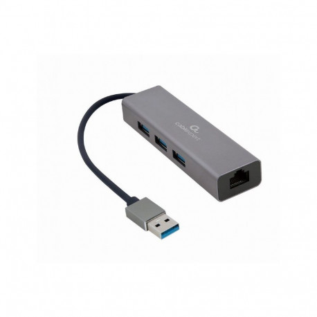 Cablexpert USB AM Gigabit network adapter with 3-port USB 3.0 hub A-AMU3-LAN-01 Black