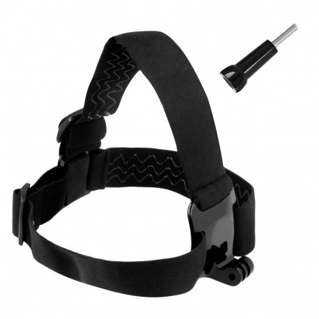 Headband for GoPro, DJI Osmo Action, EKEN, SJCam, Insta360 action cameras + long mounting screw blac
