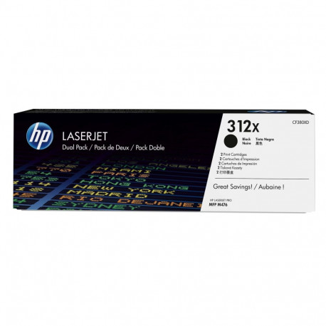 HP LaserJet toonerkassetid 312X 2-pakk originaalsed kõrge saagikusega, must